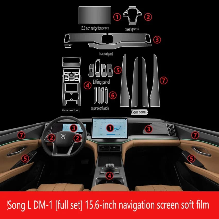 For BYD Song L Tpu Transparent Protector Film Car Interior Interior Sticker Center Control Navigator Screen Car Accessories
