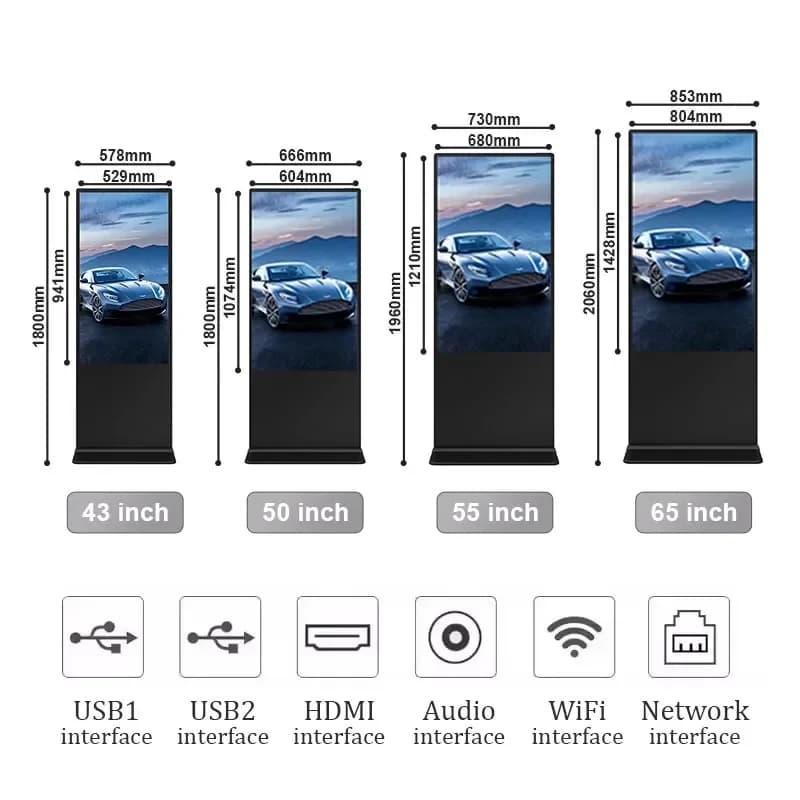 Inch Uhd Multi Screen Indoor Floor Standing Digital Nage Retail Store Advertising Display