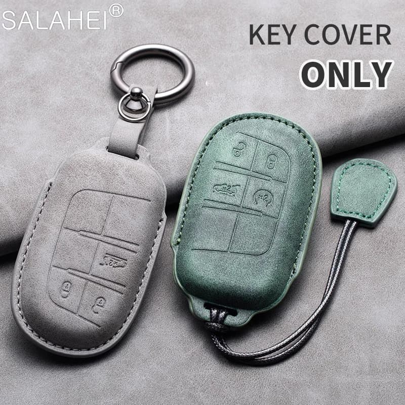 Car Smart Remote Key Case Cover Leather Protection Shell For Jeep Grand Cherokee Compass Cherokee Renegade Wagoneer Accessories