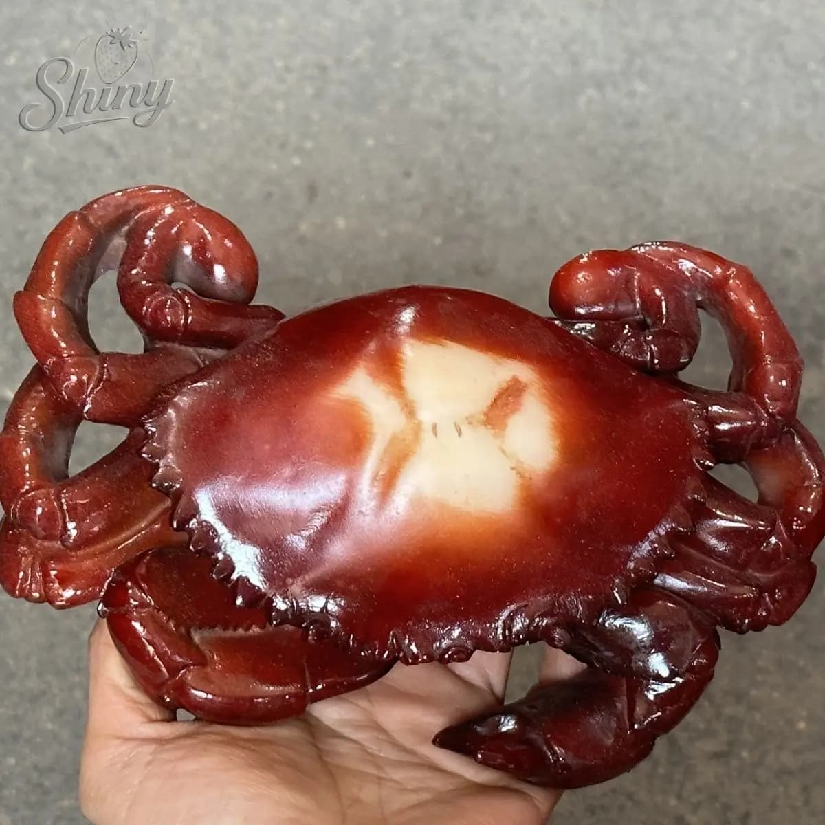 Chinese Shoushan Stone Carving Crab Sculpture Garden Living Room Decoration