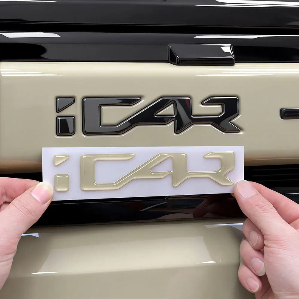 Front And Rear Car Logo Adhesive Stickers Automotive Modification Parts For Chery iCAR V27 Steering Wheel Decorative Sticker