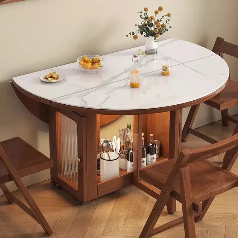 Space Saving Dinette Table Vintage Breakfast Round Portable Dining Table Kitchen Folding Muebles Para Cocin Furniture Home