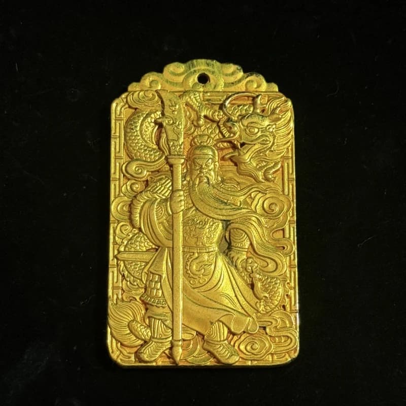 Antique Pure Copper Gilt Guan Gong Token Waist Badge Handheld Piece Home Film Props Ornament Antique Collection