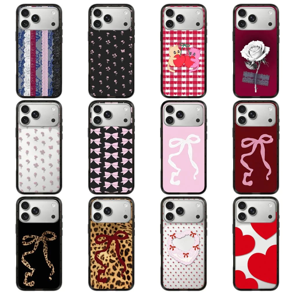 Pink Red Bowknot Bow Tie Compact Acrylic Magnetic Phone Case Cover for IPhone 13 14 15 16 17 Pro Max Case for IPhone 17 Air