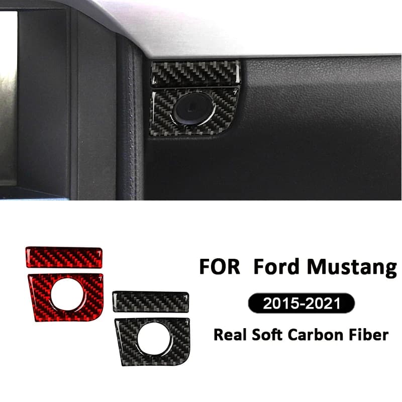 2PCS Carbon Fiber Car Co-Pilot Storage Box Panel Switch Frame Decoration Sticker For Ford Mustang 2015-2021 Interior Parts