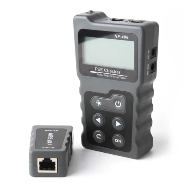 Power Over Ethernet Network Tester Cat5 Cat6 LAN Tester Detection Tool with LCD Display for Equipment Machine Work Testing