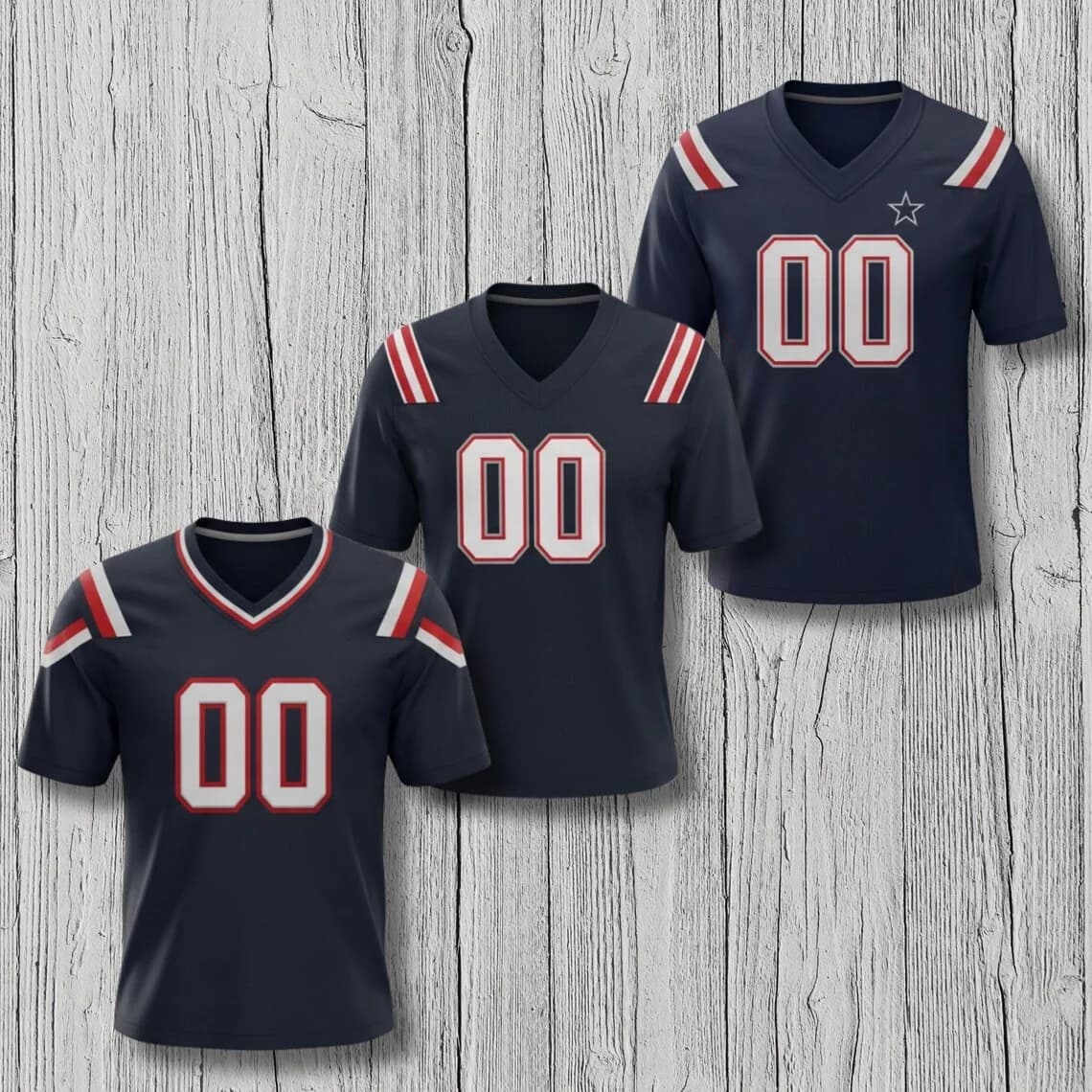 Custom American Football Fan V Neck Jersey Shirt All Over Print Sublimation Tee Unisex Game Day Top Personalized Number Gift