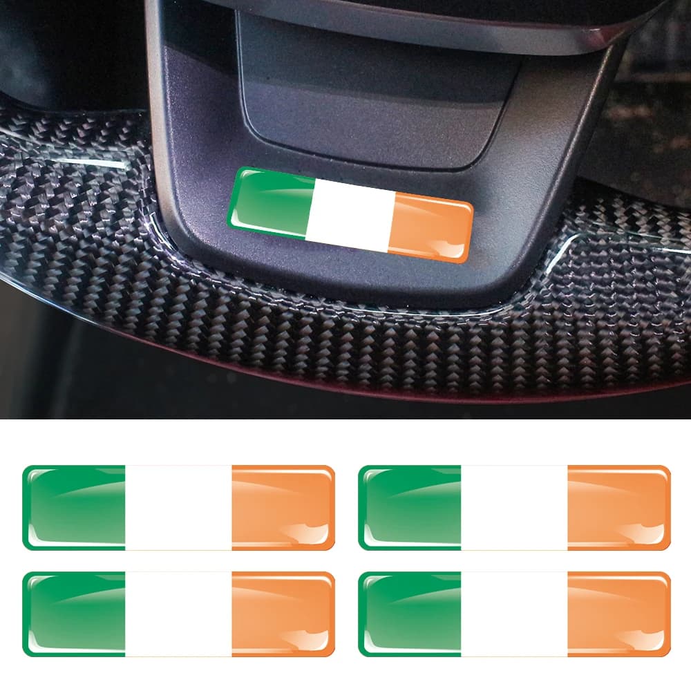 Ireland Flag 3D Epoxy Resin Decorate Car Sticker Car Window Buttons Steering Wheel Center Console Panel Motorcycle Fuel Tank