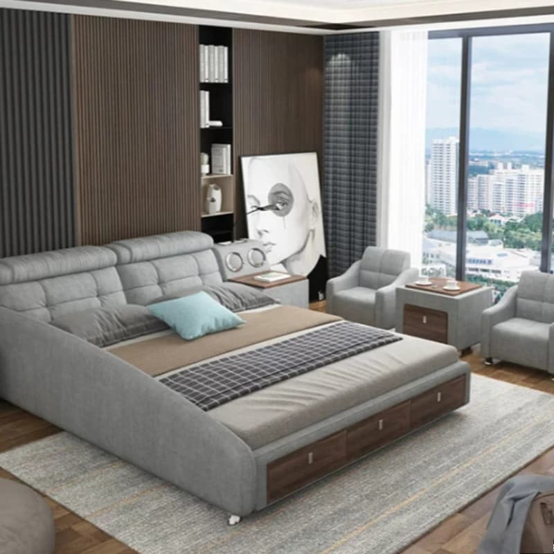180x200 Cm Bedroom Bed Double King Size Floor Drawer Bed Storage Modern Muebles Para Dormitorio Italian Furniture Luxury