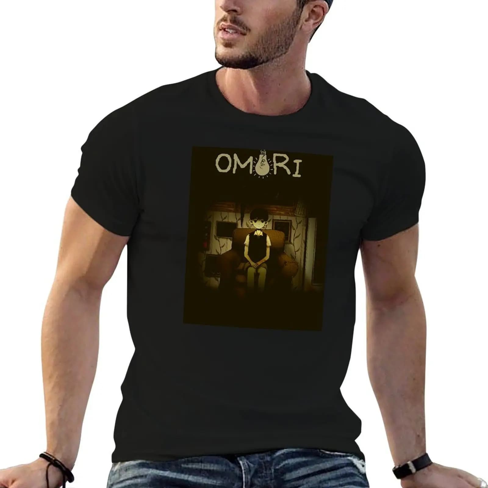 Omori Game omocat anime rnpars T-Shirt cute clothes for a boy plain black t shirts men