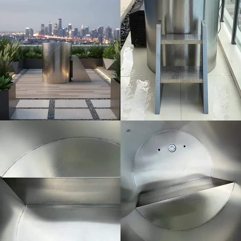 CT 12 4 Upright Full Stainless Steel Cold Tub Insulation Cover Recovery Soaking Ice Therapy Hotel Gym Villa Indoor