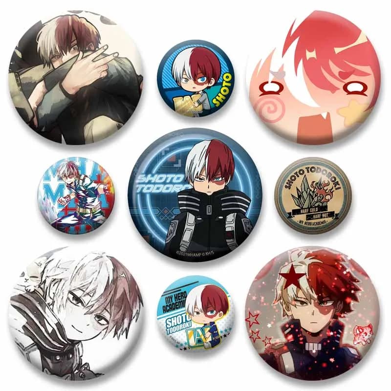 Anime Peripheral Shoto Todoroki Soft Button Pins Cartoon Character Cosplay Brooch Backpack Clothing Accessories Round Badge Gift