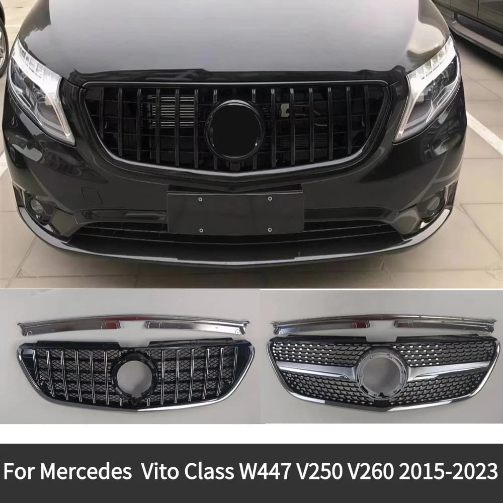 For Mercedes Benz Vito V-Class W447 V250 V260 2015-2023 Front Radiator Grille Inlet Grid Mesh Grill Tuning Accessories Trim Vehi