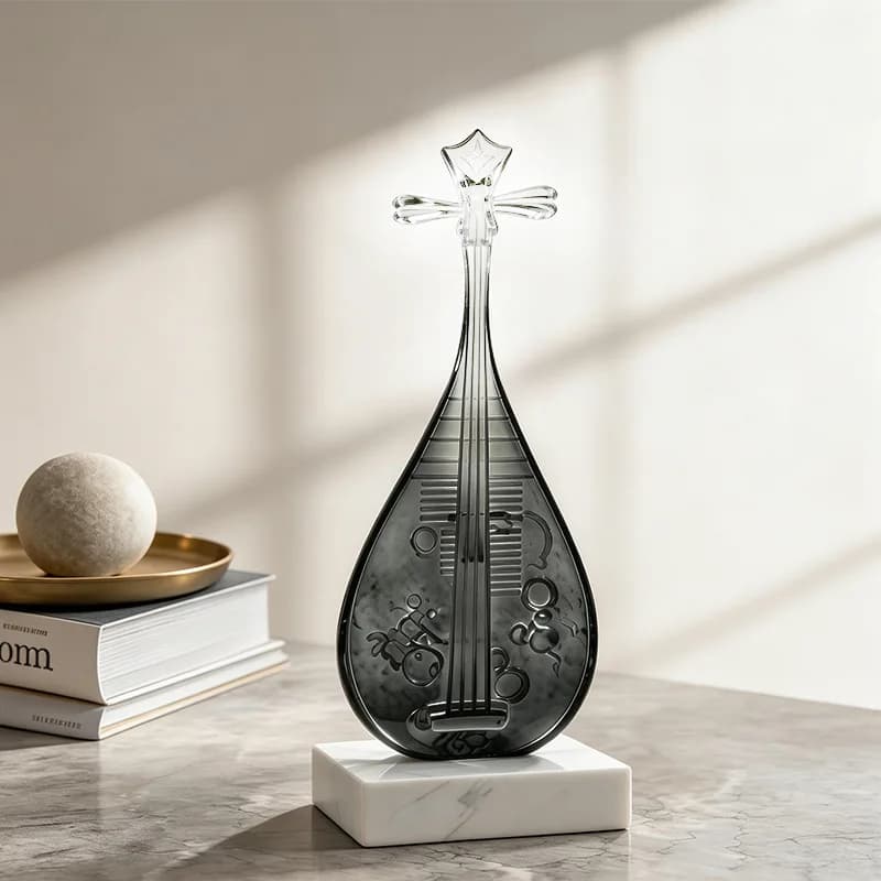 HYS New Chinese Pipa Ornament High-end Light Luxury Transparent Sculpture Living Room Entrance TV Cabinet Creative Home