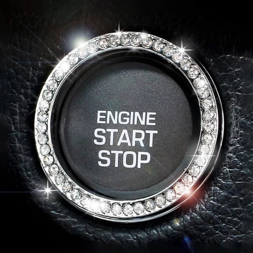 Ring Bling Decorative Crystal Ring Switch Button Decor Car Start Decorative Circle Start Stop Engine Decorative Diamond Ring