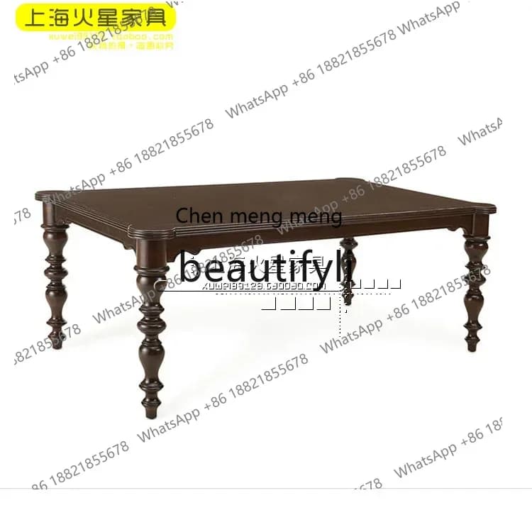 American rural retro rectangular dining table, European simple solid wood dining table and chair combination2936