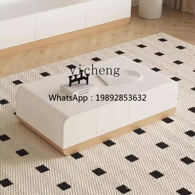 DD  modern simple coffee table living room white rounded log cream style household coffee table