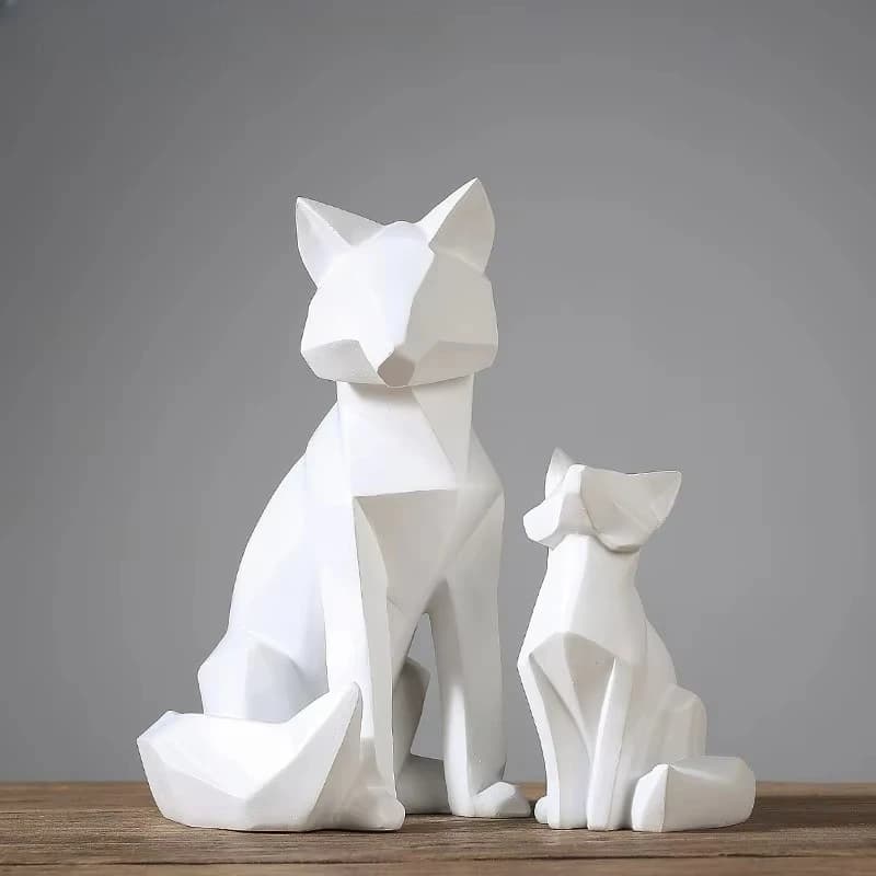 Simple White Modern Abstract Sculpture Fashion Geometric Fox Statue Desktop Ornaments Creative Gift