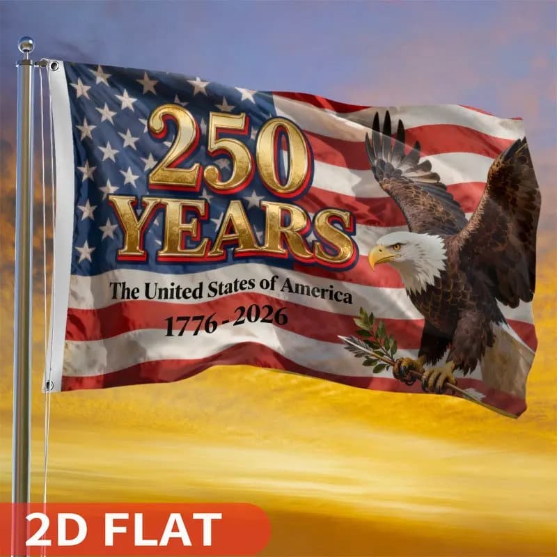 1pc 250th Anniversary American Flag (1776-2026) | 3x5ft Outdoor Banner, Anniversary Celebration, Yard Decoration