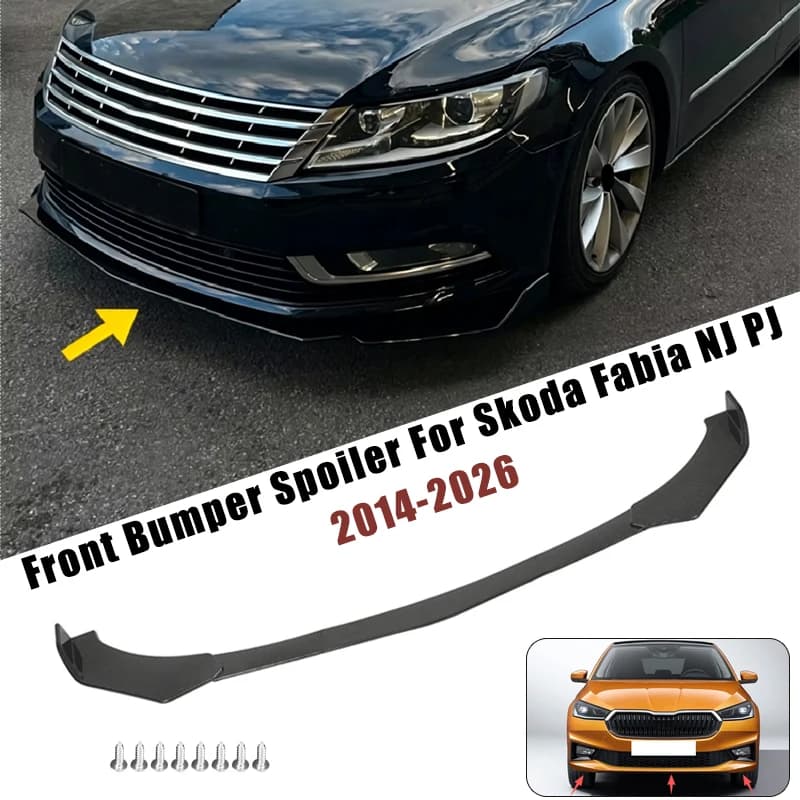 Sport Front Bumper Splitter Spoiler Lip For Skoda Fabia NJ PJ 2014-2026 5Pcs Adjustable Sectional Car Exterior Tuning Body Kit