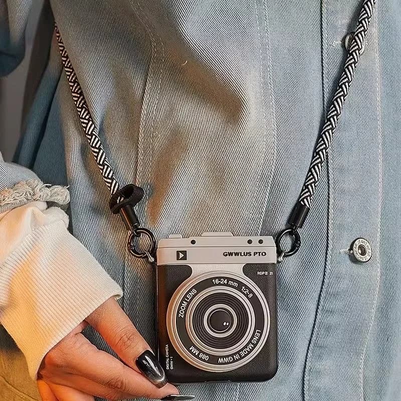 ZFlip6 Case Luxury Magnetic Camera Holder Phone Cases for Samsung Galaxy Z Flip6 Z Flip5 ZFlip7 Cover Leather Fundas