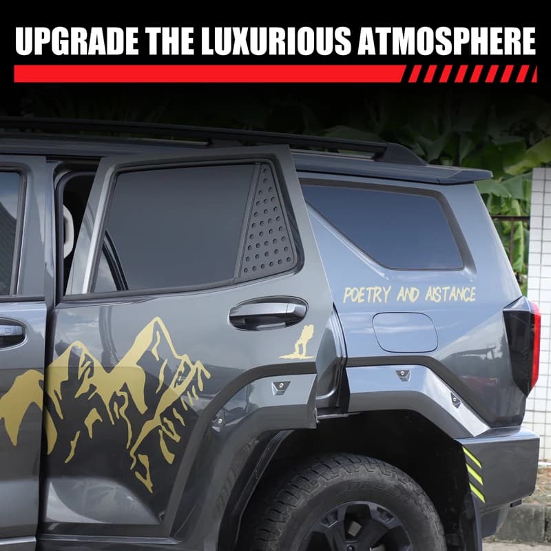 Aluminum Alloy Black Car Rear Triangular Glass Window Honeycomb Panel Cover Trim Car Accessories For Great Wall Tank 400 2023-25