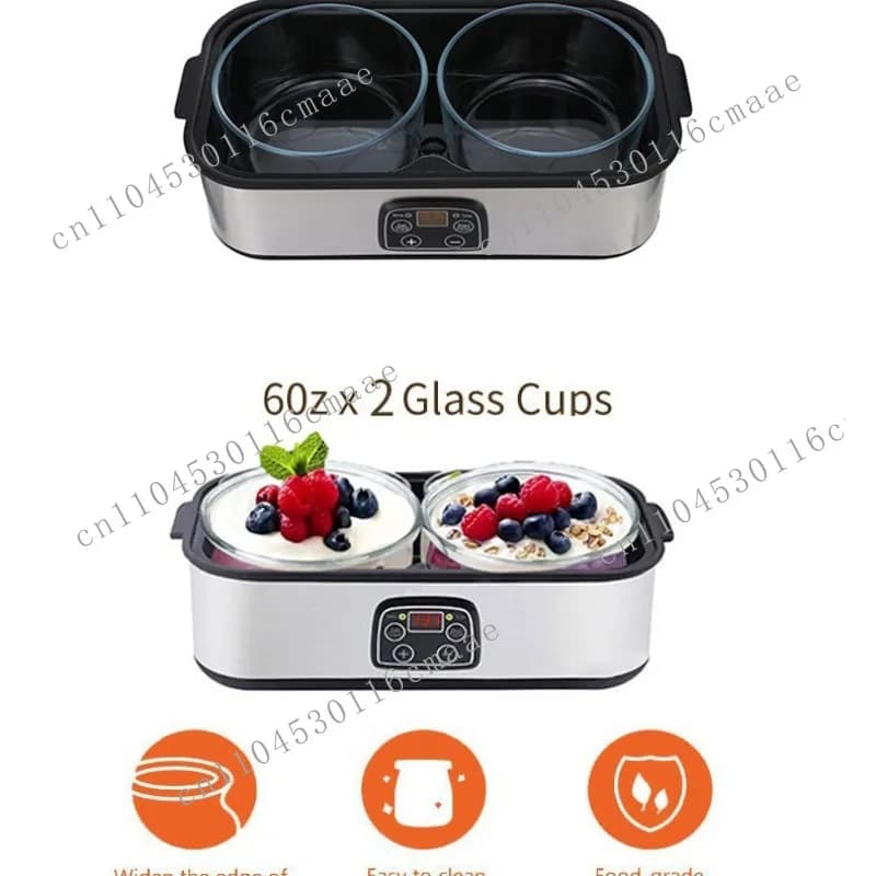2L Two-Cup Yogurt Maker with Jam Ice Cream & Pudding Functions Breakfast Machine for Homemade Yogurt Fermentation