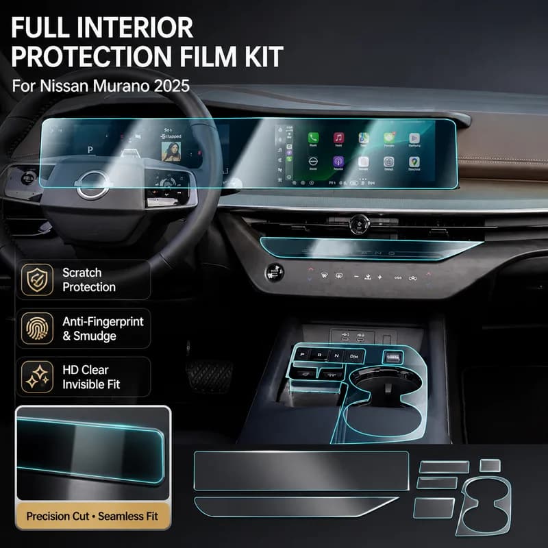 For Nissan Murano 2025 Full Interior Protection Film Kit Clear TPU Invisible Scratch Shield Dashboard Screen Trim Accessories