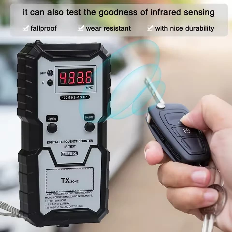 Remote Keys Infrared Frequency Tester 100M-1GHZ 4-bit Digital Electronic Infrared Frequence Measuring Instrument with Lighting