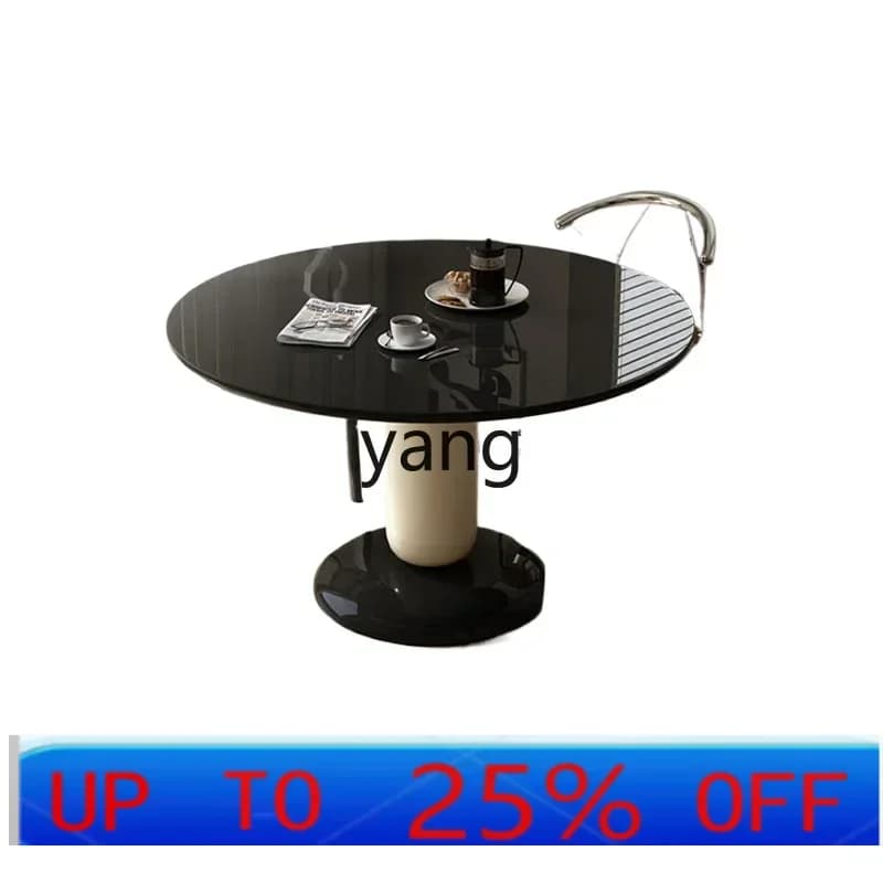 LH  solid wood round dining table small apartment modern simple piano paint dining table