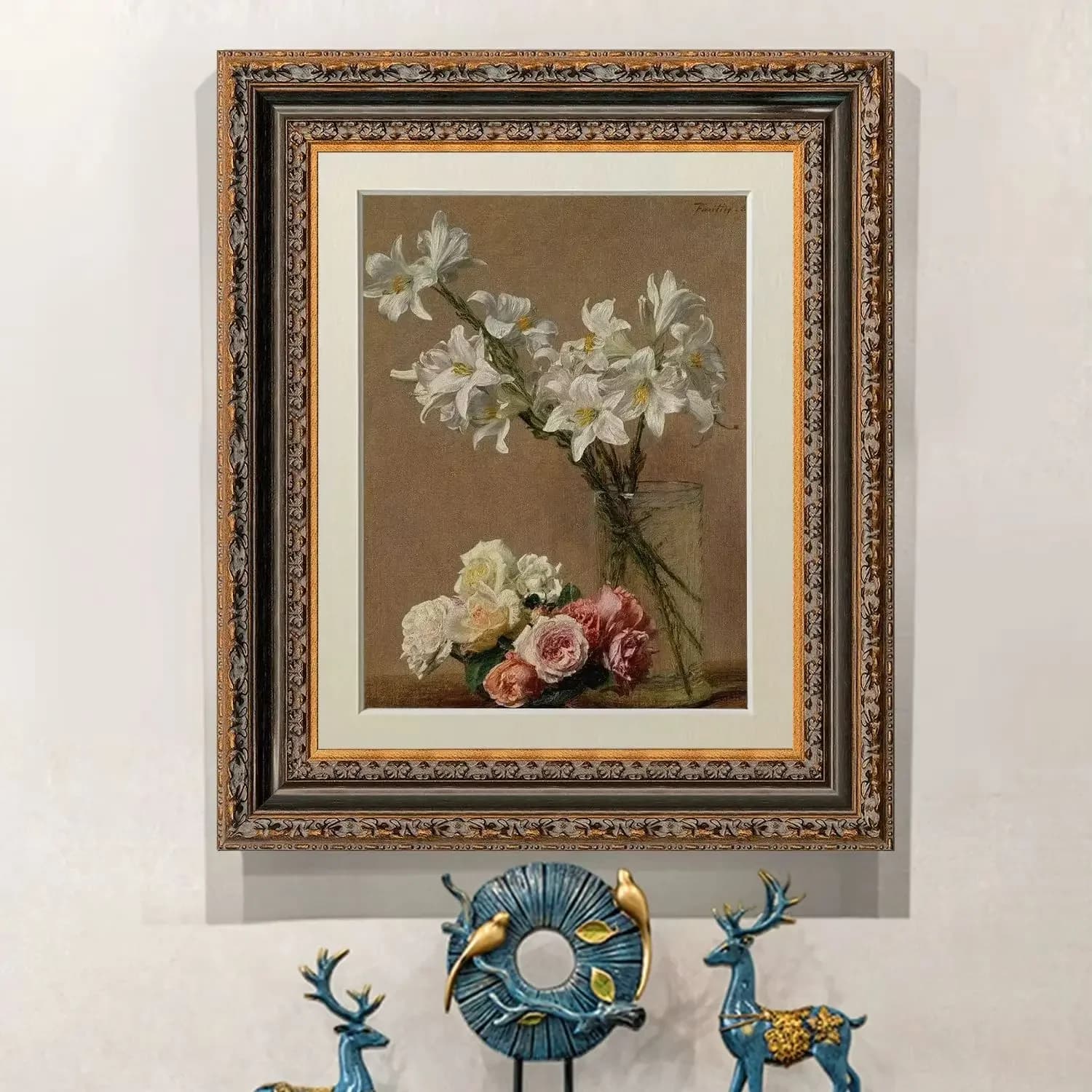 Melard Aesthetic Vintage Wood Frame Warm Brown Ornate Oil Painting Frame Classical Solid Wood Wall Decor Antique Gallery Decor
