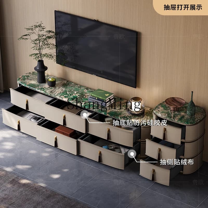 CL light luxury TV cabinet large apartment marble living room fashionable modern high-end floor cabinet coffee table combination