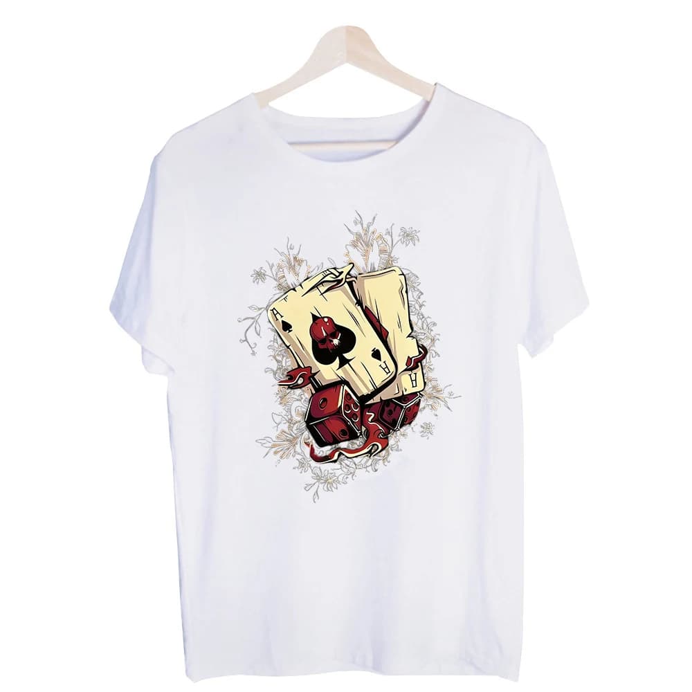 Men's Ace of Spades and Dice Graphic Tee, Short Sleeve Crew Neck T-Shirt for Casual Streetwear and Weekend Outfits
