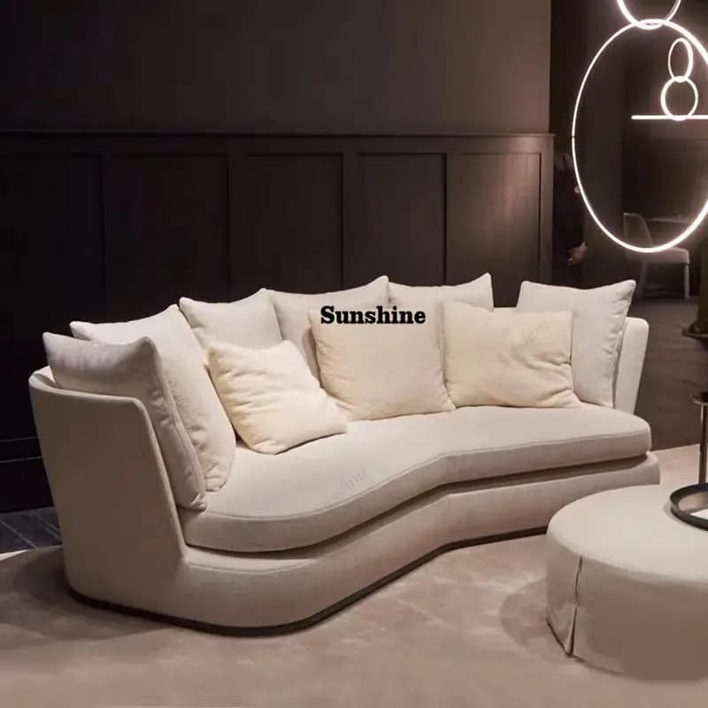 Nordic wabi-sabi style simple modern technology fabric sofa light luxury concubine lazy lamb wool curved