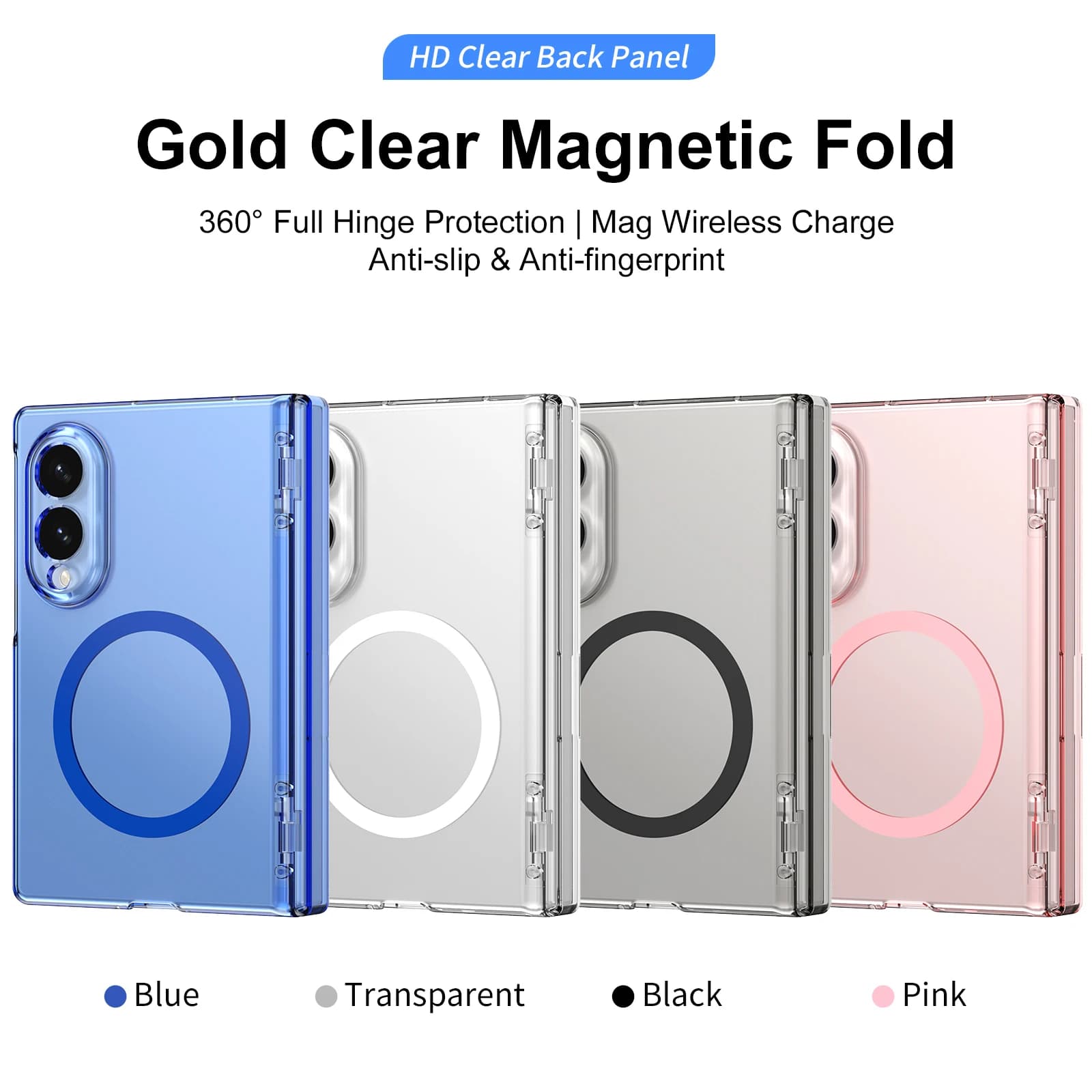 For Samsung Galaxy Z Fold 8 Case Transparent Magnetic Wireless Charging Hinge With Tempered Glass Shockproof Cover Accessories