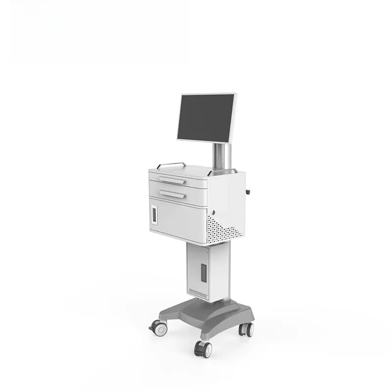 Industrial medical laptop Durable metal mobile hospital workstation on wheels