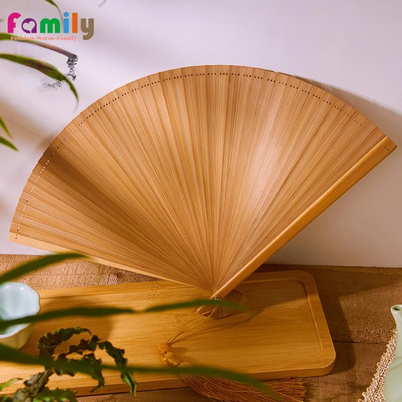 Chinese Style Retro All-bamboo Plain Primary Color Folding Fan Daily Portable Small and Easy To Open and Close Classical Fan 1Pc