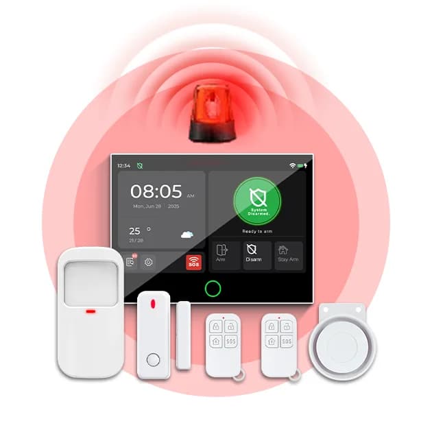 tu ya Smart 7-Inch IPS Touchscreen Home Alarm System Factory Direct with WiFi 4G GSM 5000mAh Battery CE Certified for Door Usage