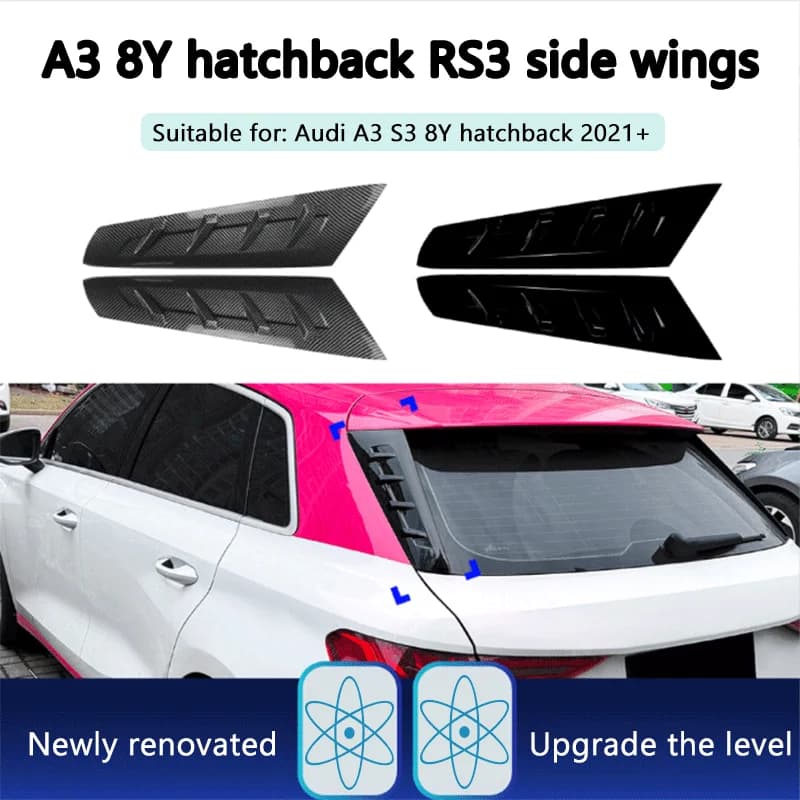 Suitable for Audi A3 S3 8Y 2021+ hatchback version with RS3 side wing spoiler body sticker modification accessories