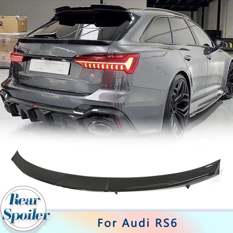 Dry Carbon Fiber Rear Trunk Middle Racing Spoiler Wing For Audi RS6 C8 Avant 2019-2021 Car Rear Trunk Boot Lid Wing Spoiler