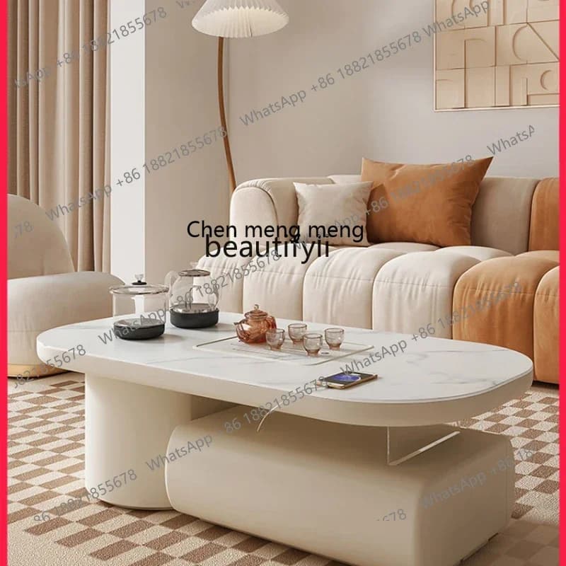 182C Stone Plate Kung Fu Tea Table Tea Table Tea Making Integrated Living Room Home Cream Style Modern Retractable
