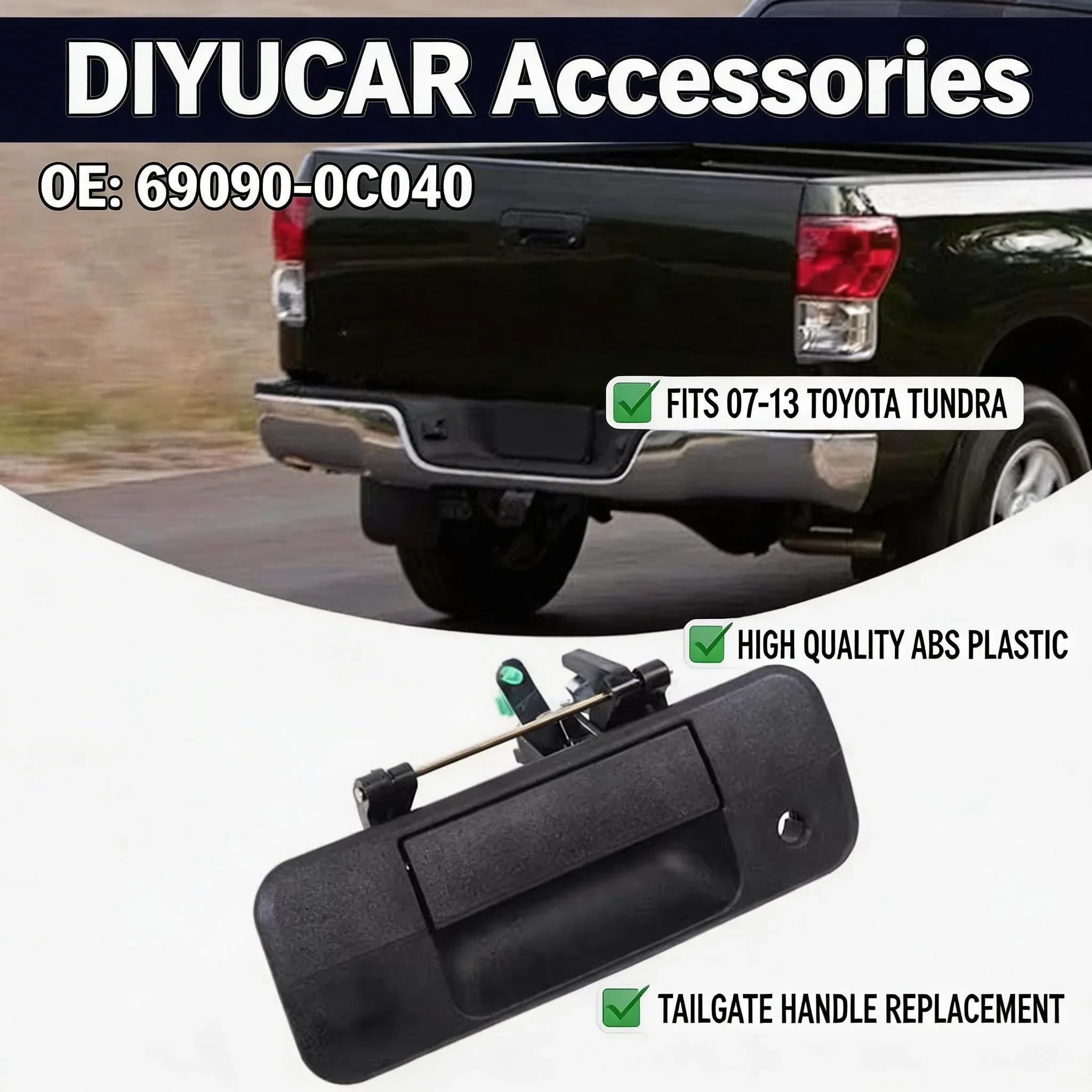 For Toyota Tacoma Tundra 2007-2013 ABS Car Rear Tailgate Latch Handle Cover Trim Exterior Accessories OE: 69090-0C040