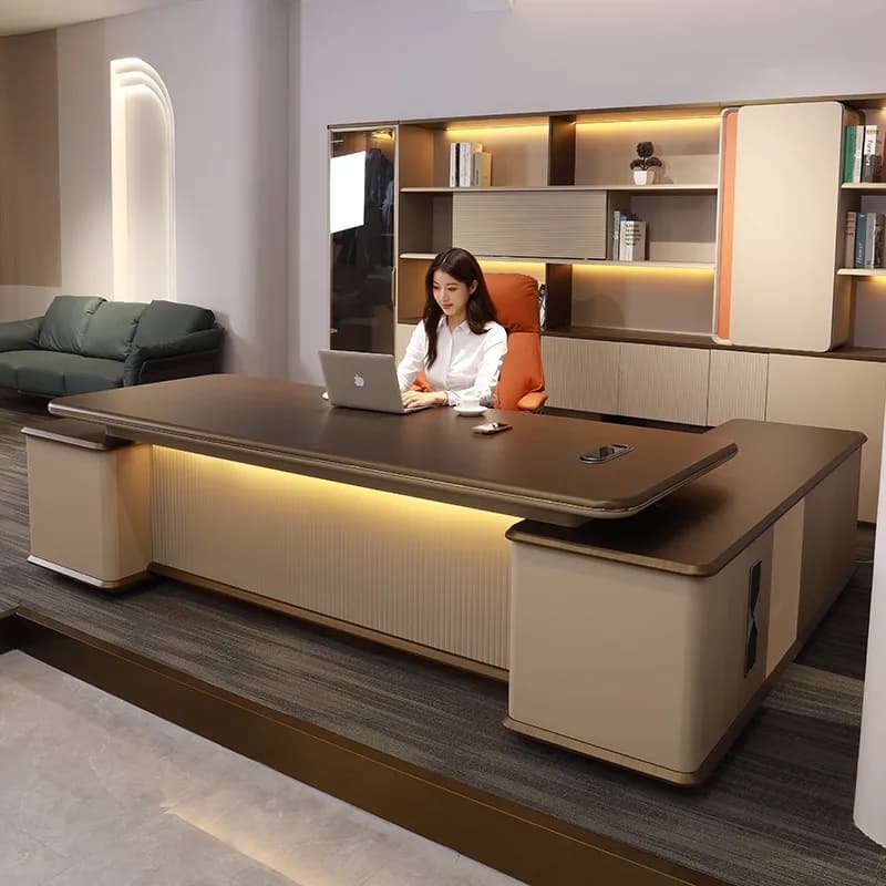Luxury modular desk  modern L-shapedexpandable solid wood furniture for home and office buildings
