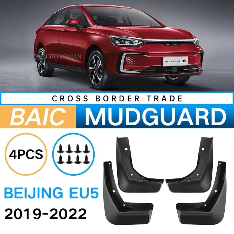 Car Tire Mud Flaps Auto Parts Exterior Decoration Modification Black ABS Material Durable Universal for Beijing EU5 2019-2022