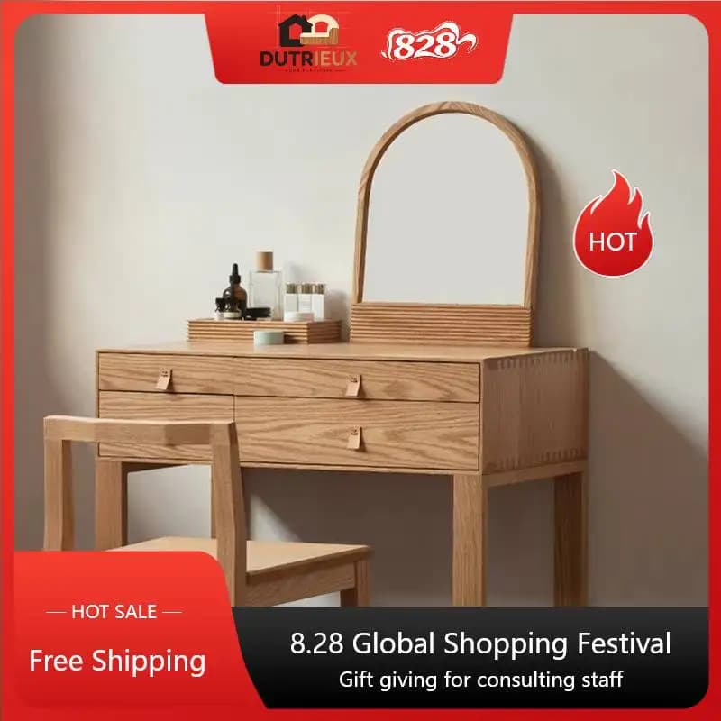 French Storage Vanity Table Organiser Aesthetic Beauty Wooden Makeup Cabinet Bedroom Space Saving Penteadeira Feminina Furniture