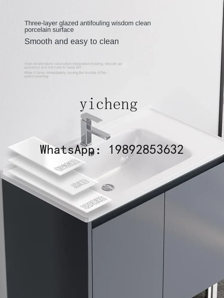b2 Stainless Steel Ceramic Wash Wardrobe Balcony Bathroom Cabinet with Washboard Sink Pool