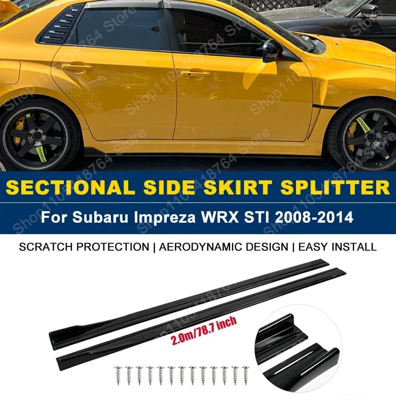 Side Skirts Extension Rocker Panel Splitter For Subaru Impreza WRX STI 2008-2014 2M 78.7" ABS Plastic Car Exterior Tuning
