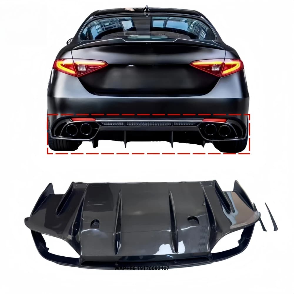 ForAlfa Romeo Giulia Quadrifoglio 2.9T Upgraded OEM Dry Carbon Fiber Rear Diffuser Spoiler Front Bumper Cover Body Kit