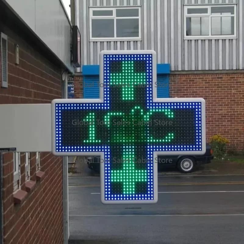 CE Certified Double-sided Full-color 960*960 Pharmacy Cross LED Outdoor Advertising Display