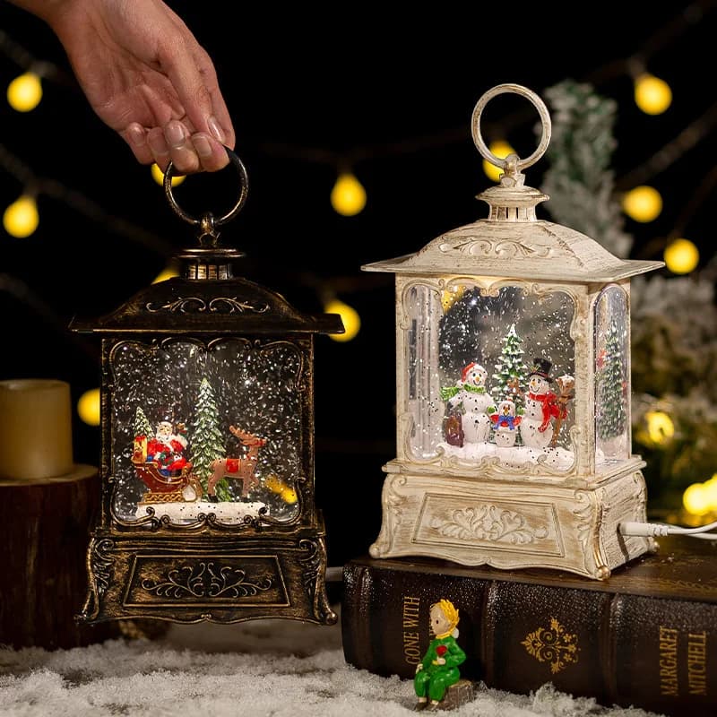 Christmas Music Box With Crystal Xmas Lights Ornaments Festive Decor For Home Party Tabletop Decoration Classic Christmas Gift